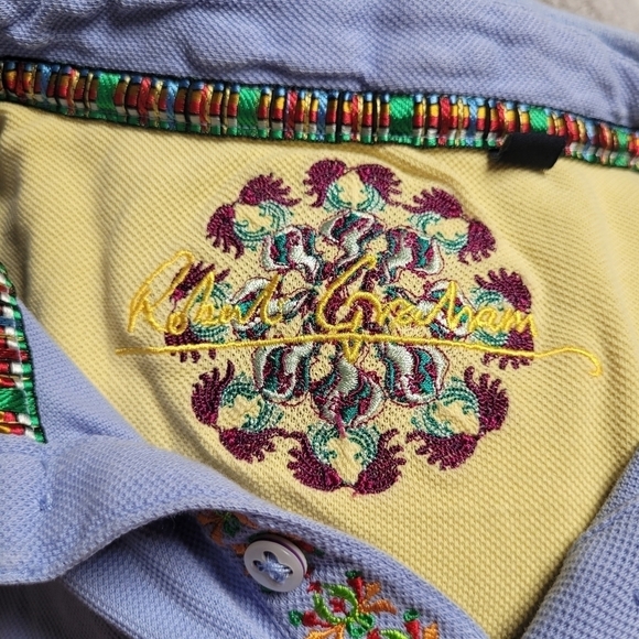 Robert Graham Blue Polo Shirt - Picture 2 of 6